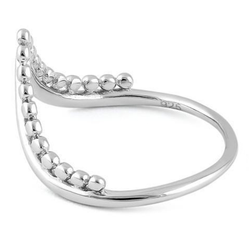 Sterling Silver V Shape Bead Ring - image 4